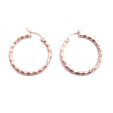 Rose Gold Plated Sterling Silver Diamond-cut Hoops - Click Image to Close